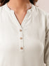 Janasya Women's Off White Cotton Solid A-line Top